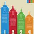 Infographic of Colorful Airplanes with Colorful Background, Vector Illustraton