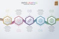 Infographic colorful Business template vector design Hexagon pastel icons 5 options or steps in minimal style. You can used for Royalty Free Stock Photo