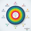 Infographic concentric diagram template with 10 options