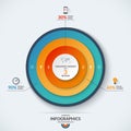 Infographic concentric diagram template with 3 options