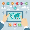 Infographic Concept with Icons & Hands in Flat Design Style Royalty Free Stock Photo