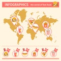 Infographic. Consumption of fast food around the world.