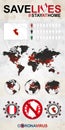 Infographic about Coronavirus in Peru - Stay at Home, Save Lives. Peru Flag and Map