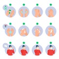 Infographic, coronavirus prevention. Wearing protective mask and washing hands properly. Healthcare icons set.