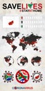 Infographic about Coronavirus in South Africa Ã¢â¬â Stay at Home, Save Lives. South Africa Flag and Map