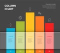 Infographic dark column line report template with labels on transparent block