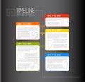 Infographic dark timeline report template with descriptive bubbles Royalty Free Stock Photo