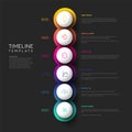 Infographic dark vertical Milestones Timeline Template with spheres Royalty Free Stock Photo