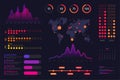Infographic dashboard template. Data screen with colorful graphs, charts and HUD elements, statistics and analytics Royalty Free Stock Photo
