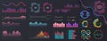 Infographic dashboard template with flat design graphs and pie charts. Information Graphics elements for UI UX design.