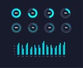 Infographic data graphs. Vector financial and marketing charts. Network data screen with charts and diagrams. Royalty Free Stock Photo