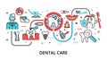 Infographic Dental Care concept, modern flat thin line vector illustration