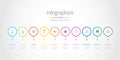 Infographic design elements for your business data with 10 options, parts, steps, timelines or processes. Vector
