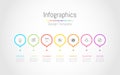 Infographic design elements for your business data with 7 options, parts, steps, timelines or processes. Vector