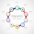 Infographic design elements for your business data with 10 options, parts, steps, timelines or processes. Vector