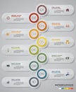 Infographic design elements for your business with 10 options. 10 steps timeline presentation. Royalty Free Stock Photo