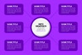 Infographic template. 8 purple rectangles connected to the central circle Royalty Free Stock Photo