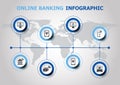 Infographic design with online banking icons Royalty Free Stock Photo