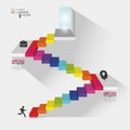 Infographic design. Stair with open doors. Vector illustration