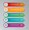 Infographic design template with 5 arrows