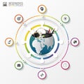 Infographic design template. Creative world. Colorful circle with icons Royalty Free Stock Photo