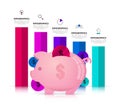 Infographic design template. Piggybank concept with 5 steps