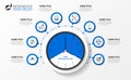 Infographic design template. Time organization with 8 steps