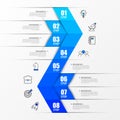 Infographic design template. Timeline concept with 8 steps. Can be used for workflow layout, diagram, banner, webdesign. Vector