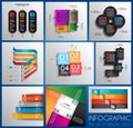 Infographic design templates collection with paper tags.