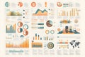 Infographic displaying data trends, statistics, and comparisons across various sectors Royalty Free Stock Photo