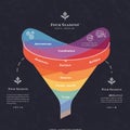 Infographic displaying a digital marketing funnel, titled \