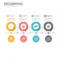 Infographic displaying a four-stage process, each stage represented by a colored Royalty Free Stock Photo