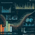 Infographic displaying various environmental data visualizations. Multiple bar graphs, Royalty Free Stock Photo