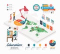 Infographic education template design . isometric concept vector Royalty Free Stock Photo