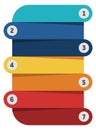 Infographic element with color step labels. Process stages