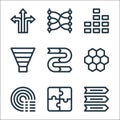 infographic elements line icons. linear set. quality vector line set such as arrows, puzzle pieces, sweep, honeycomb, arrow,