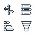Infographic elements line icons. linear set. quality vector line set such as funnel, arrow, arrows
