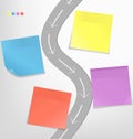 Infographic elements paper sticker with road on grayscale