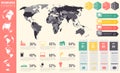 Infographic Elements Set. World map, markers, charts and other elements. Business infographic. Vector Royalty Free Stock Photo