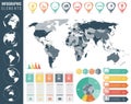 Infographic Elements Set. World map, markers, charts and other elements. Business infographic. Vector Royalty Free Stock Photo