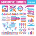 Infographic elements template collection - business vector Illustration in flat design style for presentation, booklet, website Royalty Free Stock Photo