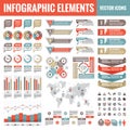 Infographic elements template collection - business vector Illustration in flat design style for presentation, booklet, website Royalty Free Stock Photo