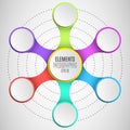 Infographic elements for your business projects. Empty, paper, three-dimensional circles in the style metaball. Multicolored conne