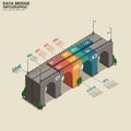 Infographic features a bridge with three arches in a 3D Royalty Free Stock Photo