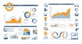 Infographic features multiple data visualizations including line graphs, pie charts, and Royalty Free Stock Photo