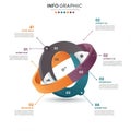 Infographic featuring a 3D Mobius strip design with five interwoven sections marked Royalty Free Stock Photo