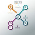 Infographic featuring a flowchart with four circles connected by arrows on a light gray Royalty Free Stock Photo