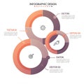 Infographic featuring four interconnected circular charts in shades of orange and Royalty Free Stock Photo