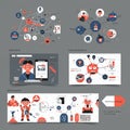 Infographic featuring various network diagrams and creative designs, predominantly Royalty Free Stock Photo