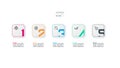 Five boxes square with rounded corners design of vector use describe various work processes and plans